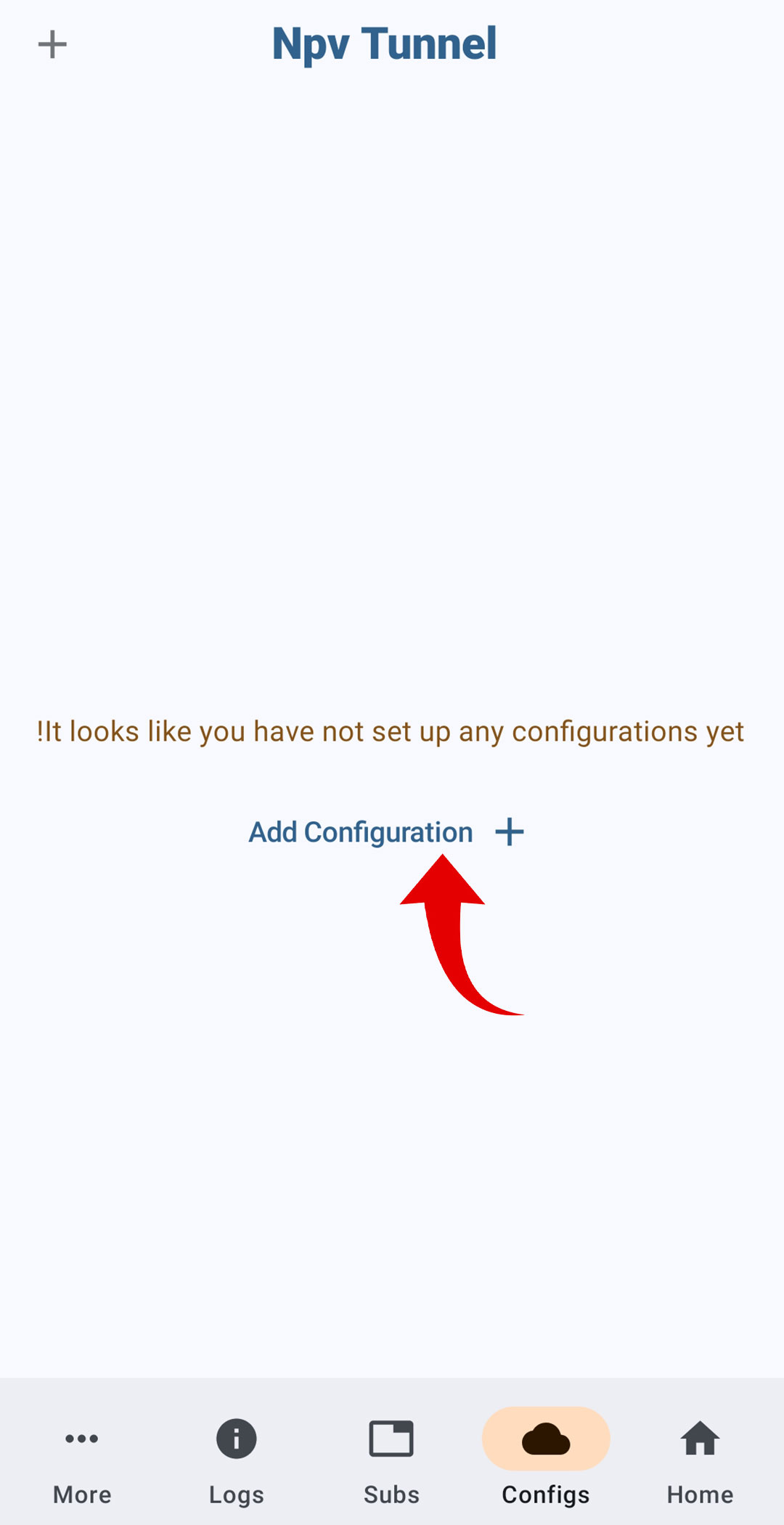 دکمه افزودن کانفیگ npv tunnel